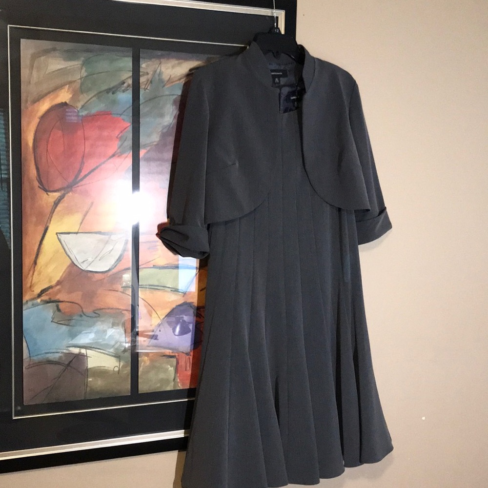 Grey dress with jacket.